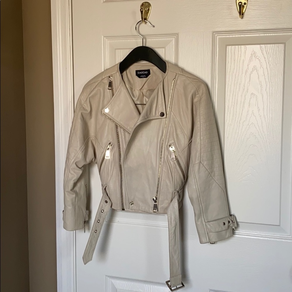Bebe Xs Leather biker moto crop jacket
